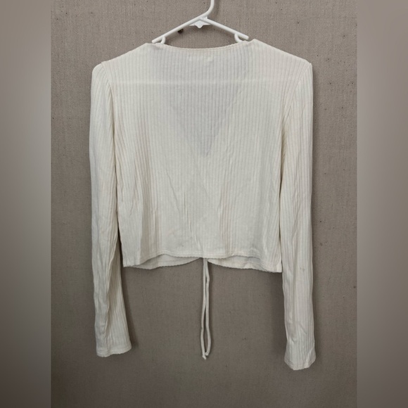 Reformation rubbed knit cinch  Top cream  sz L  Blouse - Picture 3 of 11